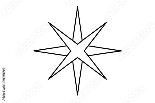 Christmas Star Line Art Vector on a white background