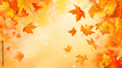 Beautiful orange and yellow autumn leaves banner background