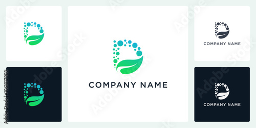 Vector letter D leaf biotech logo and icon editable