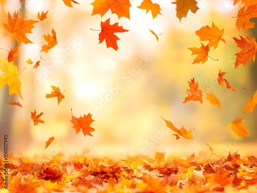 Beautiful orange and yellow autumn leaves banner background