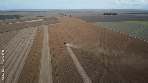 Red Harvester in Action: Soybean Harvesting