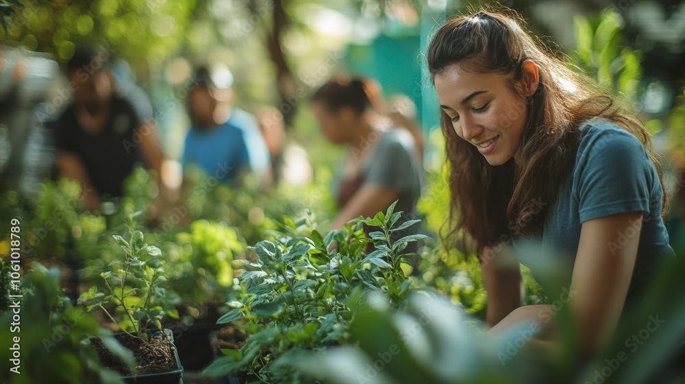 Diverse Community Engaging in Garden Activity Diverse Community Engaging in Garden Activity