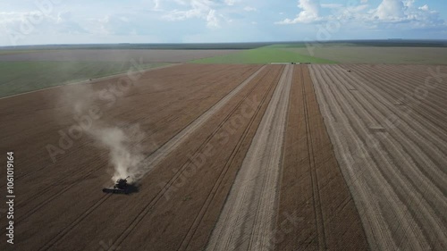 Red Harvester in Action: Soybean Harvesting