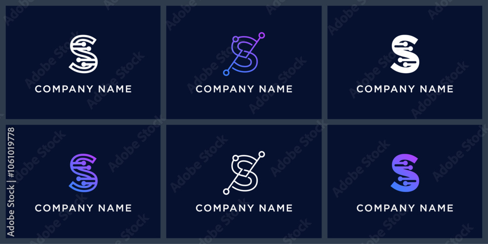 Vector set letter S datatech logo design Vector set letter S datatech logo design
