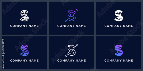 Vector set letter S datatech logo design