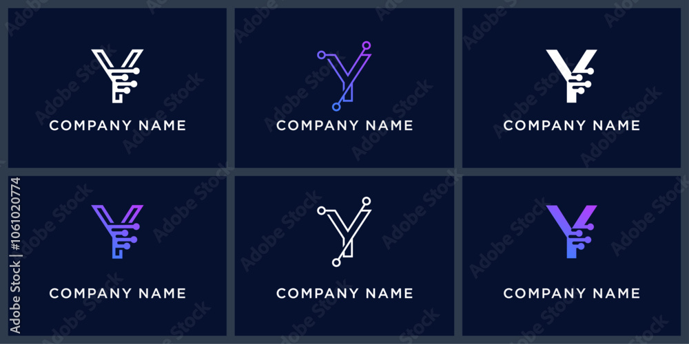 Vector set letter Y datatech logo design