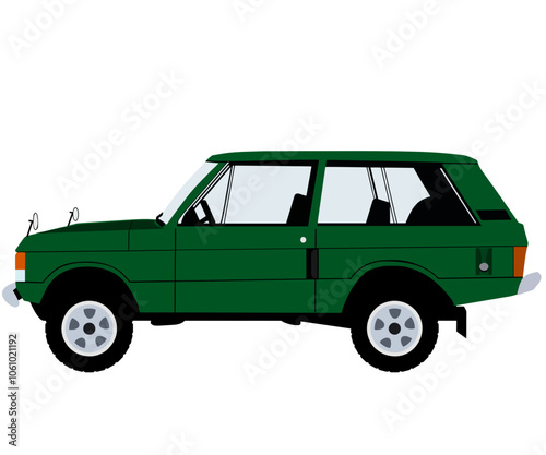 Green vintage suv , off road car vector