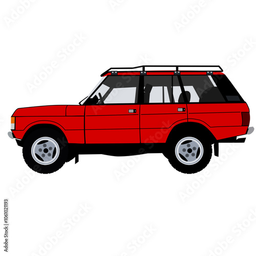 Red retro suv vector illustration