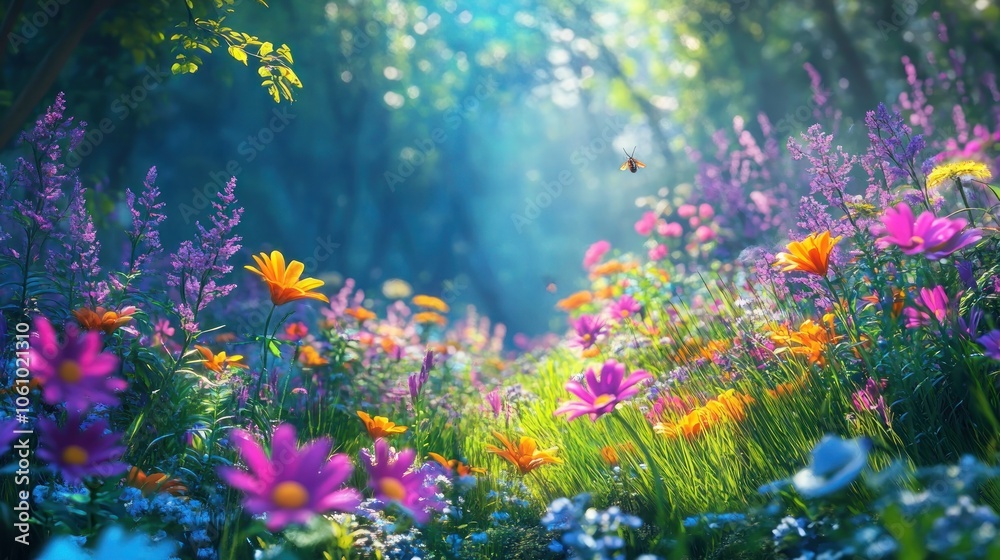 Sunlit Meadow of Flowers Sunlit Meadow of Flowers