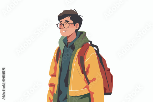 Asian student isolated illustration