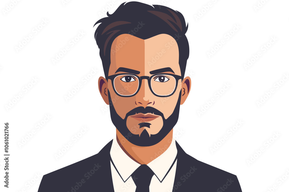 Business headshot of arabic man isolated illustration Business headshot of arabic man isolated illustration