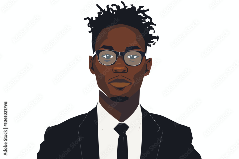 Business headshot of black man isolated illustration Business headshot of black man isolated illustration