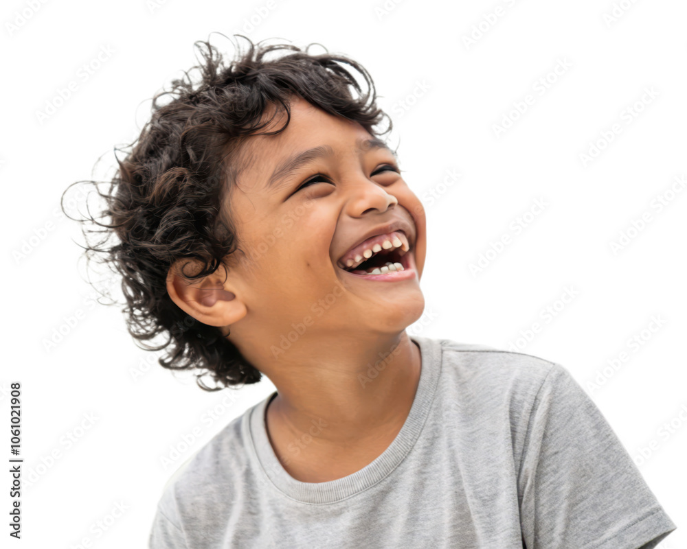 Portrait of a joyful boy with curly hair and a big smile, isolated on transparent background Portrait of a joyful boy with curly hair and a big smile, isolated on transparent background