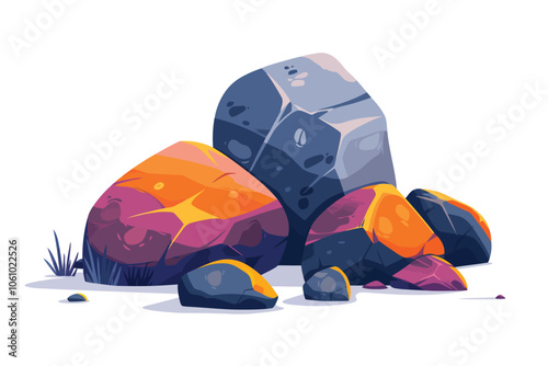 flat rocks set isolated illustration photo