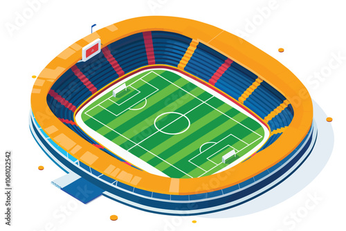 Football stadium isometric isolated illustration