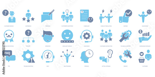 customer service icons set. Set of editable stroke icons.Set of customer service