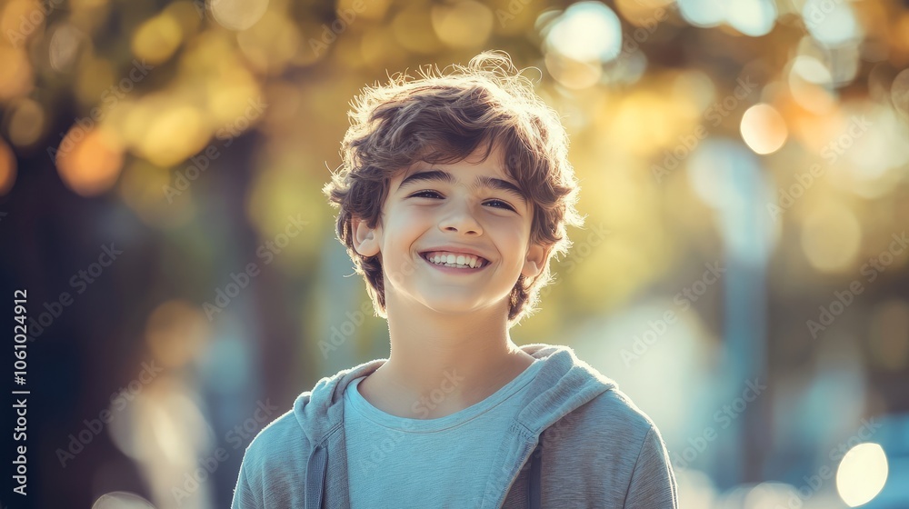 A young boy with a smile on his face A young boy with a smile on his face