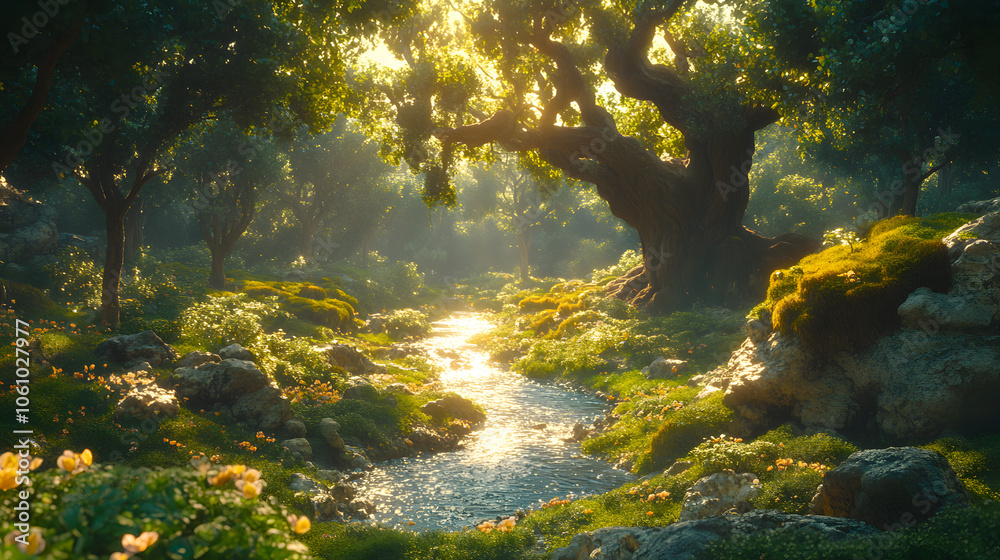 A Breathtaking Enchantment: Capturing the Serenity of an Ancient Forest with Glimmering Streams A Breathtaking Enchantment: Capturing the Serenity of an Ancient Forest with Glimmering Streams