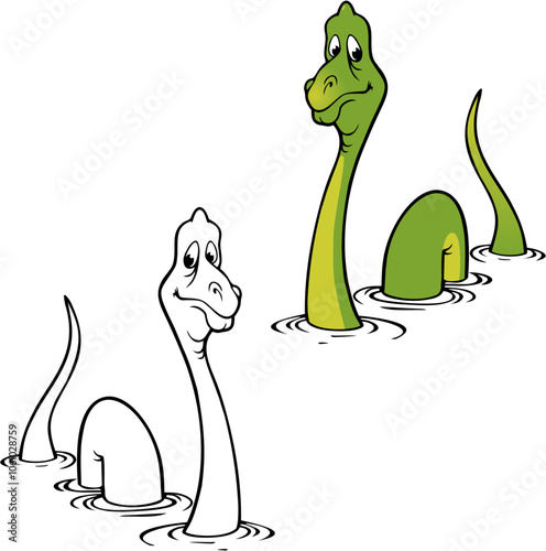 Uncertain sea serpent, with bonus black outline version