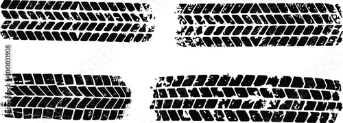 Set of tire tracks, vector illustration.