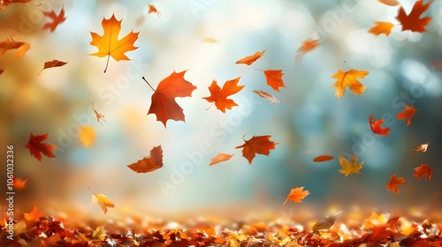 Autumn background with autumn leaves falling down