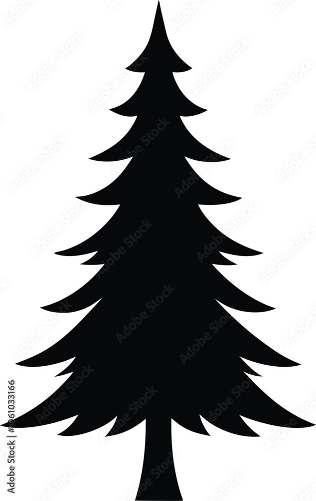 spruce tree silhouette, Set of silhouettes of spruce trees vector illustration spruce tree silhouette, Set of silhouettes of spruce trees vector illustration