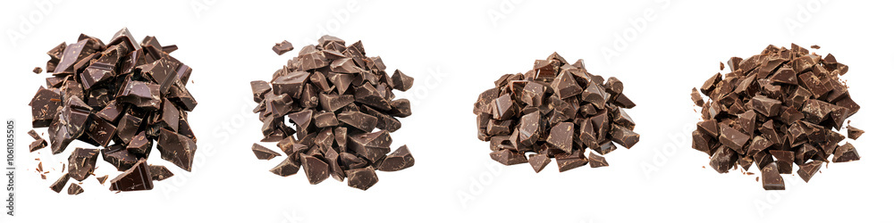 Set of Dark Chocolate Chunks Isolated on Transparent Background Set of Dark Chocolate Chunks Isolated on Transparent Background