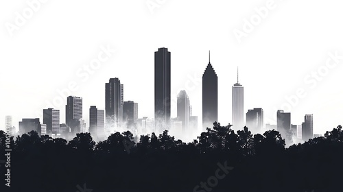 Wallpaper Mural Realistic vector silhouette of Atlanta skyline in EPS10 format image Torontodigital.ca