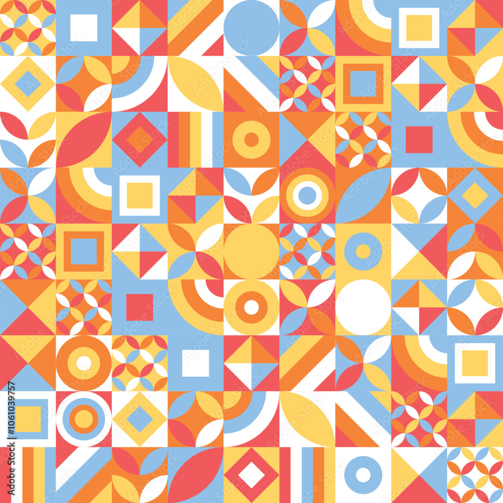 Geometric Bauhaus style background. Abstract seamless pattern. Vector illustration Geometric Bauhaus style background. Abstract seamless pattern. Vector illustration