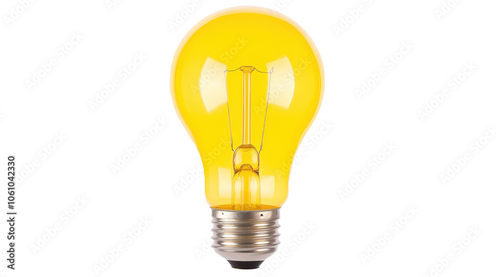 Bright Yellow Incandescent Light Bulb on White Background Bright Yellow Incandescent Light Bulb on White Background