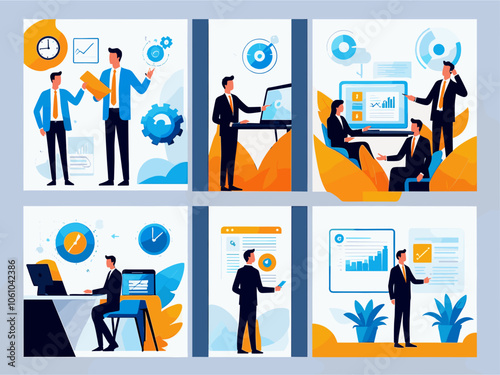 Productivity management tools - set of business concept illustrations. Visual stories collection