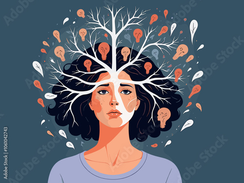 Mental health and psychology concept llustrations. Overwhelming and trapped feelings, intrusive thoughts. Visual Stories Collection.