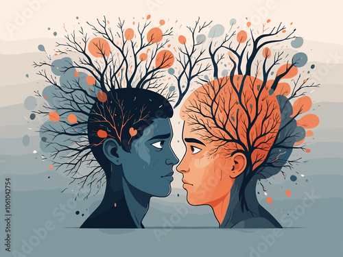 Mental health and psychology concept llustrations. Overwhelming and trapped feelings, intrusive thoughts. Visual Stories Collection.