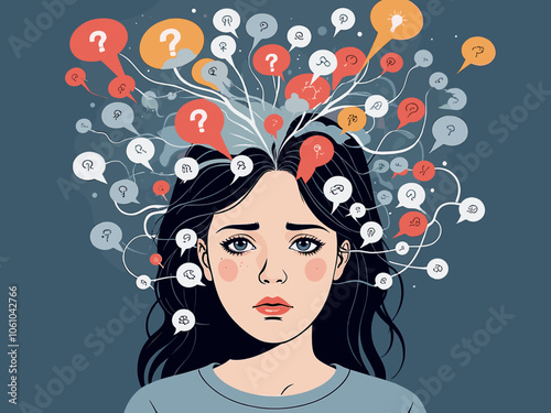 Mental health and psychology concept llustrations. Overwhelming and trapped feelings, intrusive thoughts. Visual Stories Collection.