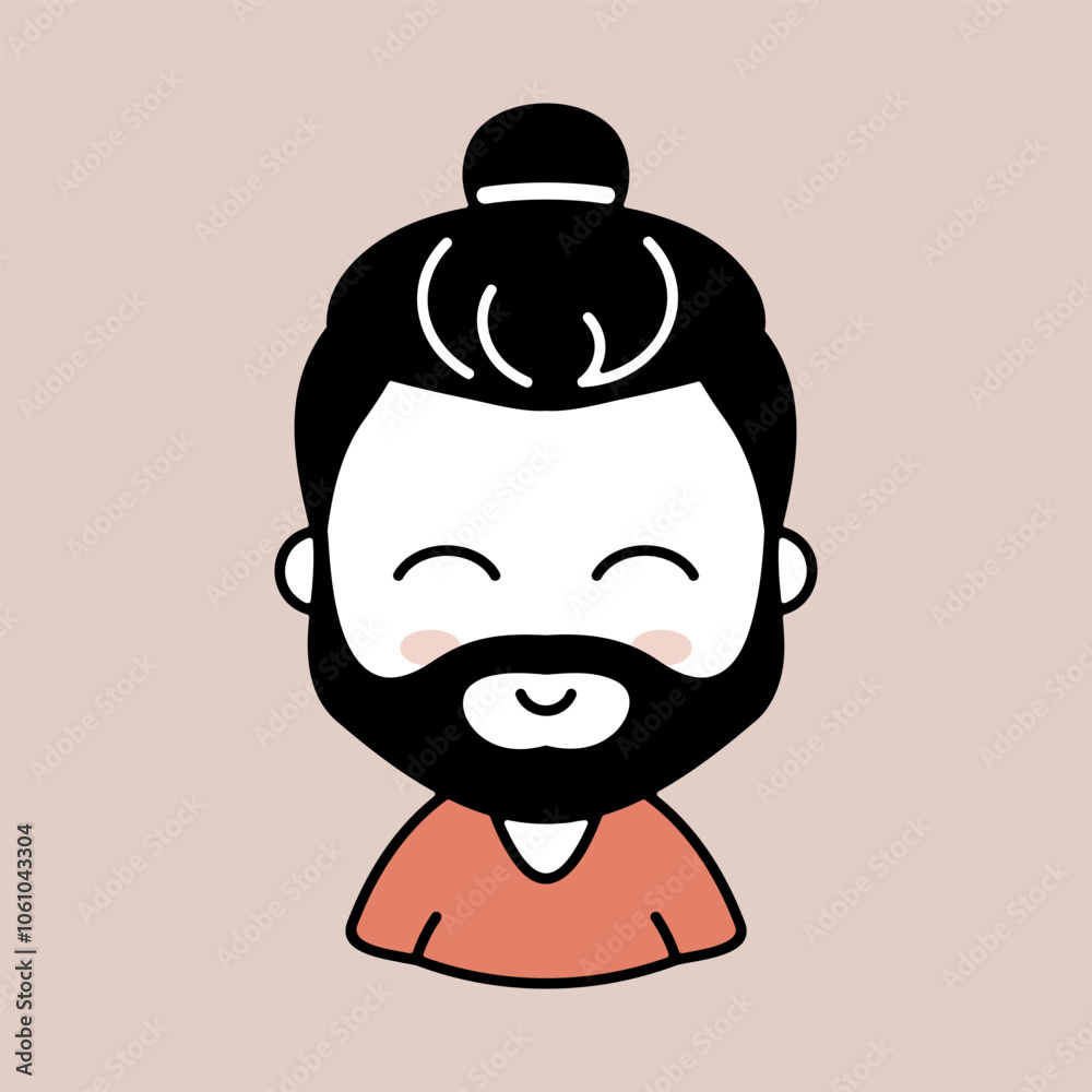 Man with beard and long hair vector icon Man with beard and long hair vector icon