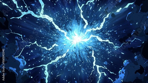 Wallpaper Mural Blue pop art retro background with exploding rays of lightning comic style, vector illustration Torontodigital.ca