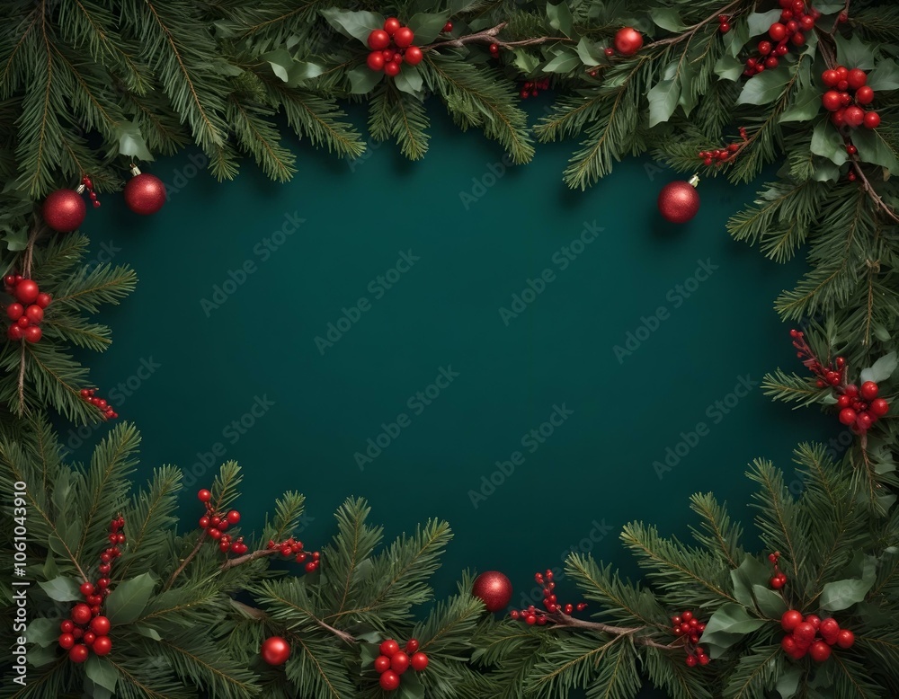 A flat lay of Christmas decorated paper, adorned with gold stars and silver ornaments, on a rustic dark wooden table, with a cozy red and white knitted scarf beside it. fir beanches, small lights, A flat lay of Christmas decorated paper, adorned with gold stars and silver ornaments, on a rustic dark wooden table, with a cozy red and white knitted scarf beside it. fir beanches, small lights,