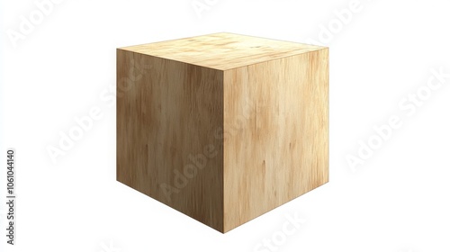 Decorative plywood cube, isolated. 