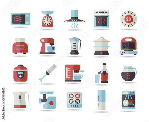 Kitchen appliances electronic equipment icon set