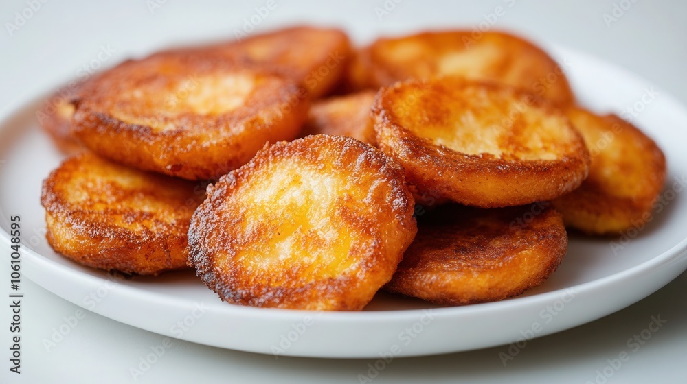 Deliciously fried pumpkin patties served on a white plate, perfect for any meal or snack at home Deliciously fried pumpkin patties served on a white plate, perfect for any meal or snack at home