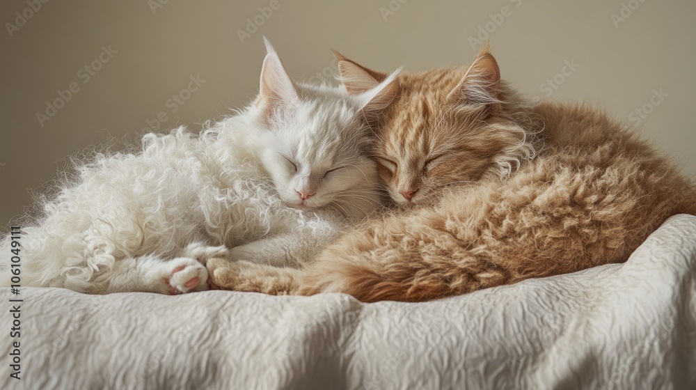 Two Fluffy Cats Snuggling Two Fluffy Cats Snuggling