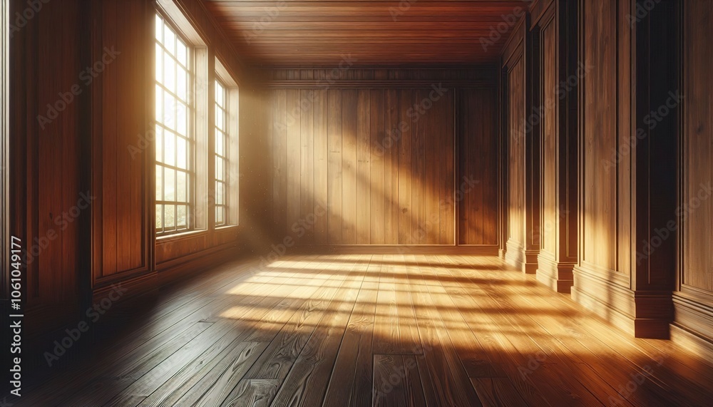 Fototapeta premium Room with window concept graphic resource wooden style lighting