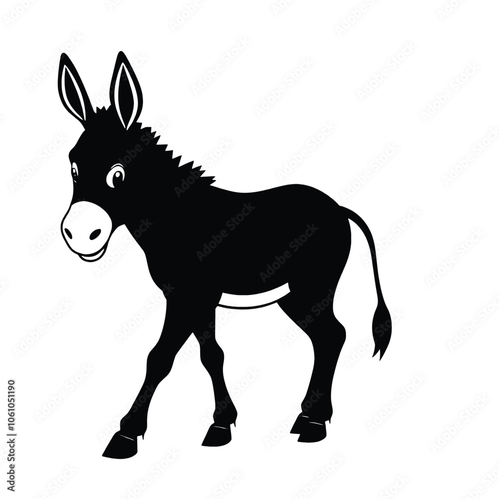 Fototapeta premium a black and white silhouette of a donkey