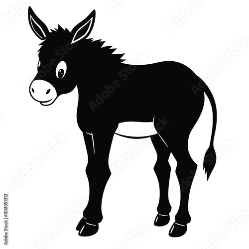 a black and white silhouette of a donkey