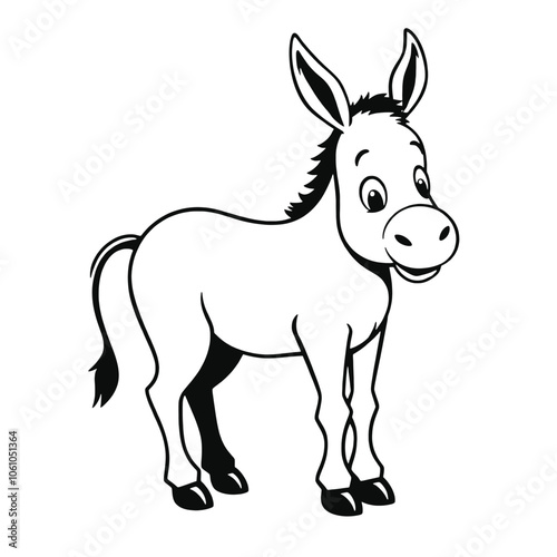 a black and white silhouette of a donkey