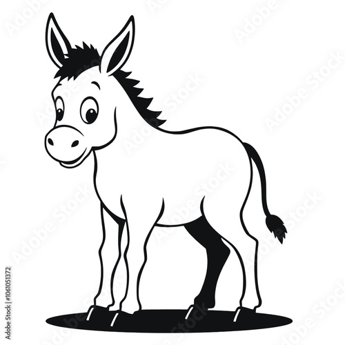 a black and white silhouette of a donkey