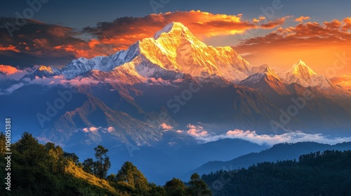 Sunrise Over Snow-Capped Mountains