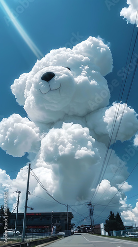unusual cloud formations, a large cloud resembling a teddy bear floated in the sky