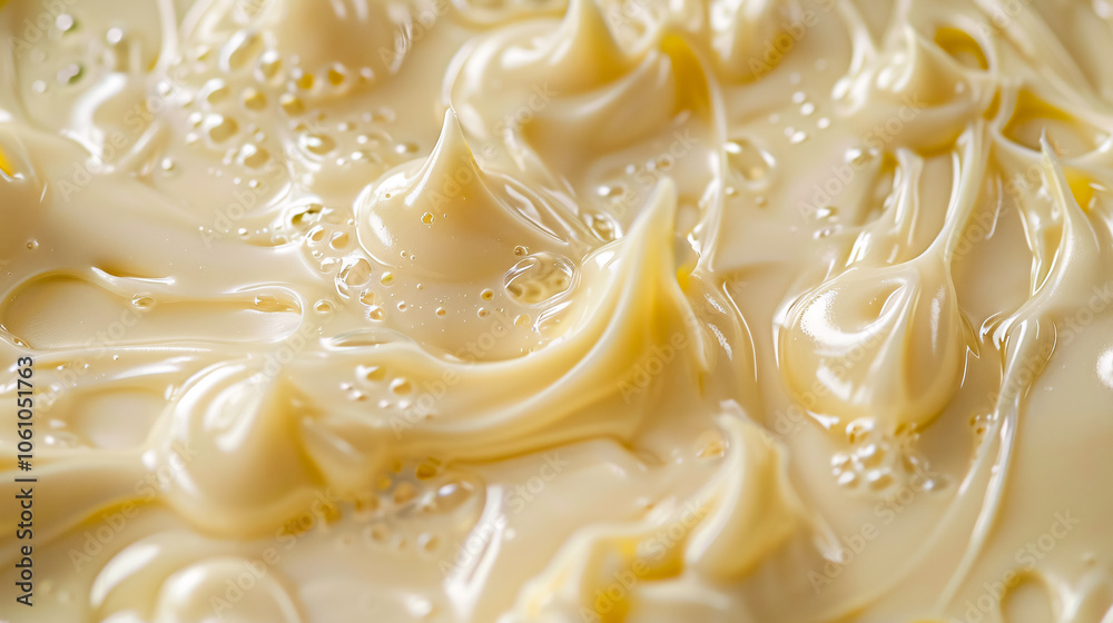 Mayonnaise Sauce Texture: Close-up of mayonnaise sauce texture on a whole background, ideal for food or recipe content.