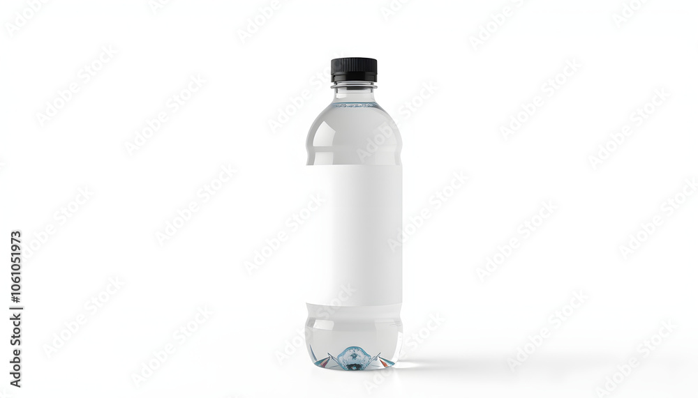 Water bottle label mockup isolated with white highlights, png